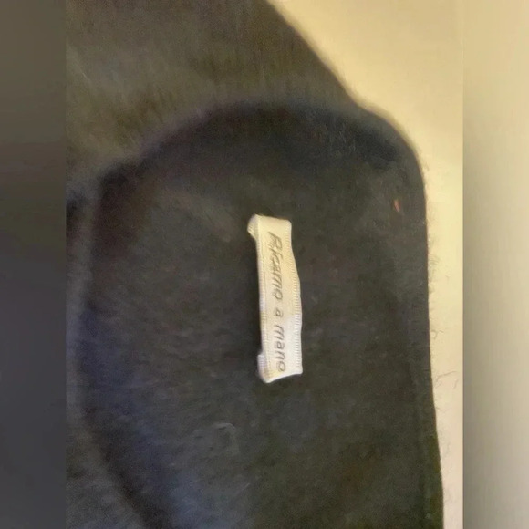 Vintage Ricamo A Mano Black Silk & Angora Sweater Geo Design Plus Size Colorful - Picture 12 of 12